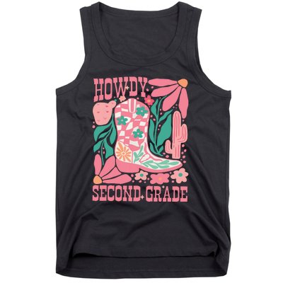 Howdy Second Grade Western 2nd Grade Teacher Cowboy Cowgirl Tank Top