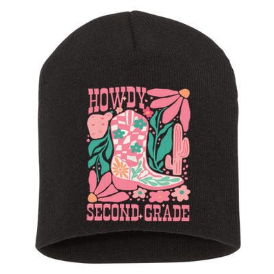 Howdy Second Grade Western 2nd Grade Teacher Cowboy Cowgirl Short Acrylic Beanie