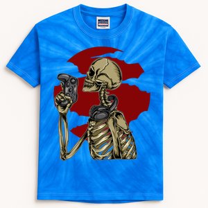 Halloween Skeleton Gamer Cute Gift Kids Tie-Dye T-Shirt