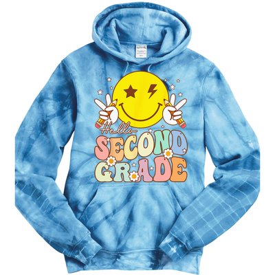 Hello Second Grade Funny Smile Face 2nd Grade Back To School Tie Dye Hoodie