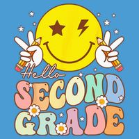 Hello Second Grade Funny Smile Face 2nd Grade Back To School Tie Dye Hoodie