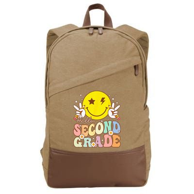 Hello Second Grade Funny Smile Face 2nd Grade Back To School Cotton Canvas Backpack