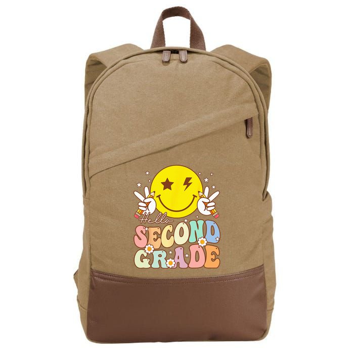 Hello Second Grade Funny Smile Face 2nd Grade Back To School Cotton Canvas Backpack
