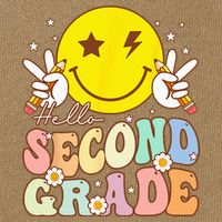 Hello Second Grade Funny Smile Face 2nd Grade Back To School Cotton Canvas Backpack