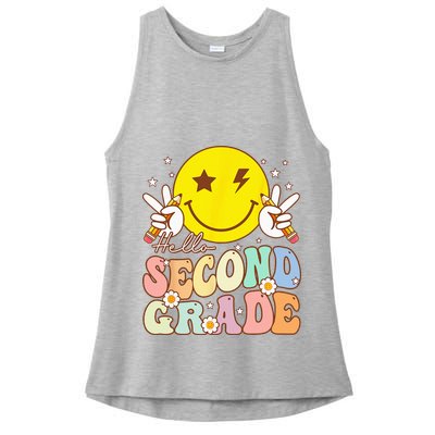 Hello Second Grade Funny Smile Face 2nd Grade Back To School Ladies PosiCharge Tri-Blend Wicking Tank