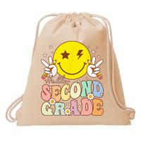 Hello Second Grade Funny Smile Face 2nd Grade Back To School Drawstring Bag