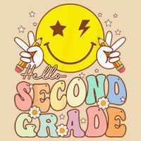 Hello Second Grade Funny Smile Face 2nd Grade Back To School Drawstring Bag