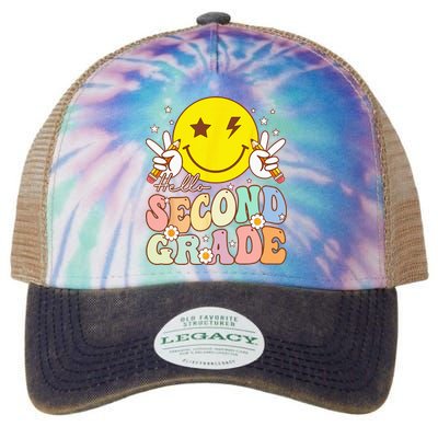 Hello Second Grade Funny Smile Face 2nd Grade Back To School Legacy Tie Dye Trucker Hat