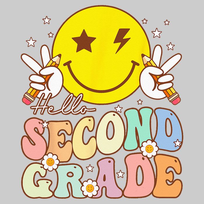 Hello Second Grade Funny Smile Face 2nd Grade Back To School Tie-Dye T-Shirt