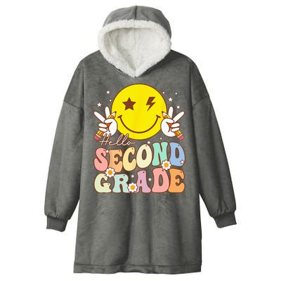 Hello Second Grade Funny Smile Face 2nd Grade Back To School Hooded Wearable Blanket