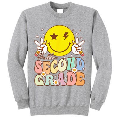 Hello Second Grade Funny Smile Face 2nd Grade Back To School Tall Sweatshirt