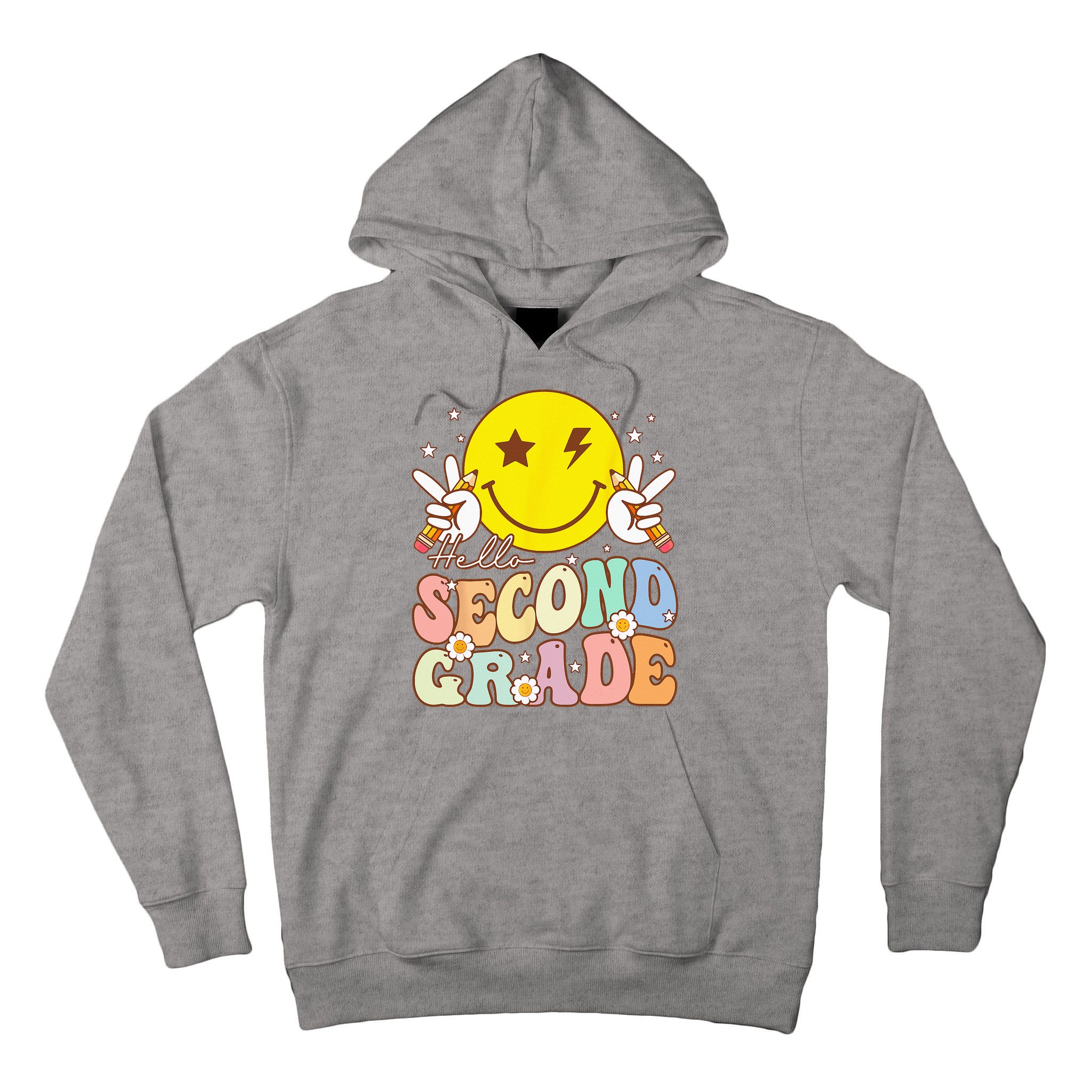Hello Second Grade Funny Smile Face 2nd Grade Back To School Tall Hoodie