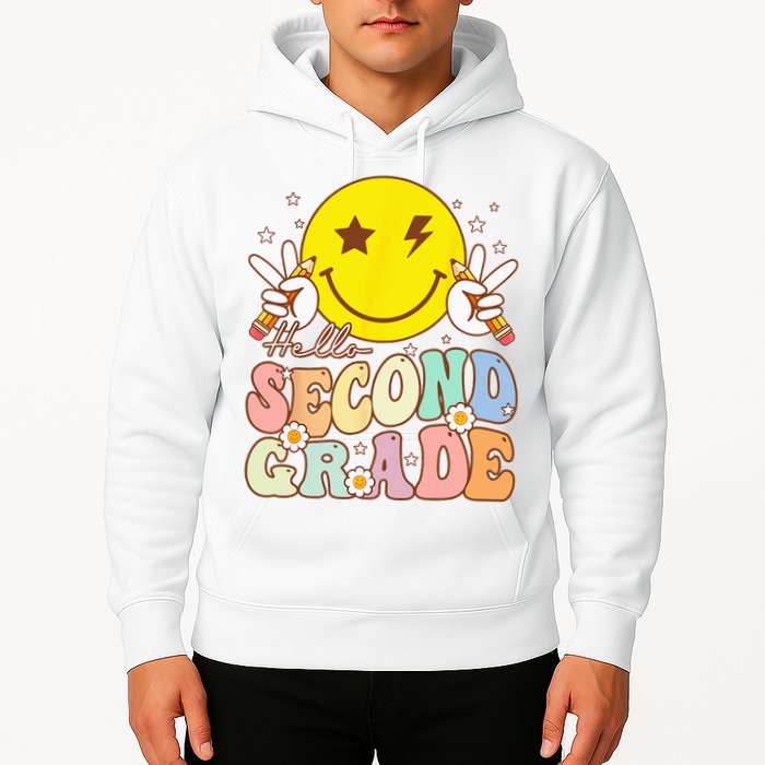 Hello Second Grade Funny Smile Face 2nd Grade Back To School Hoodie