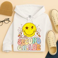 Hello Second Grade Funny Smile Face 2nd Grade Back To School Hoodie