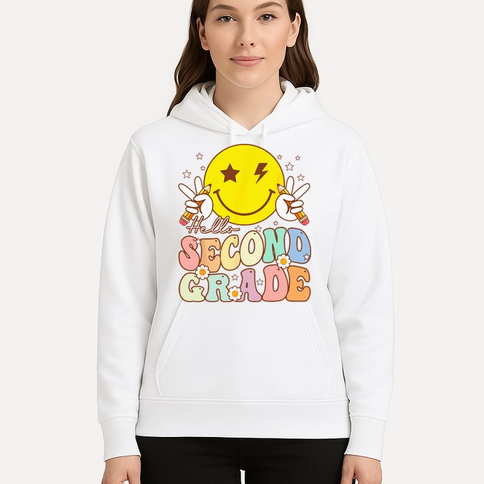 Hello Second Grade Funny Smile Face 2nd Grade Back To School Hoodie