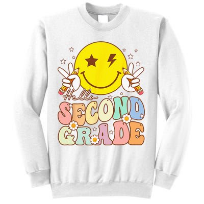 Hello Second Grade Funny Smile Face 2nd Grade Back To School Sweatshirt