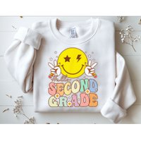 Hello Second Grade Funny Smile Face 2nd Grade Back To School Sweatshirt