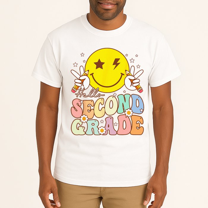 Hello Second Grade Funny Smile Face 2nd Grade Back To School Tall T-Shirt