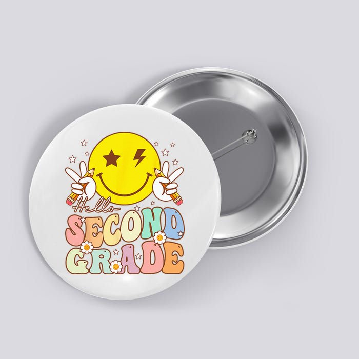 Hello Second Grade Funny Smile Face 2nd Grade Back To School Button
