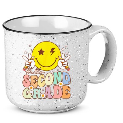 Hello Second Grade Funny Smile Face 2nd Grade Back To School 15oz Campfire Ceramic Mug
