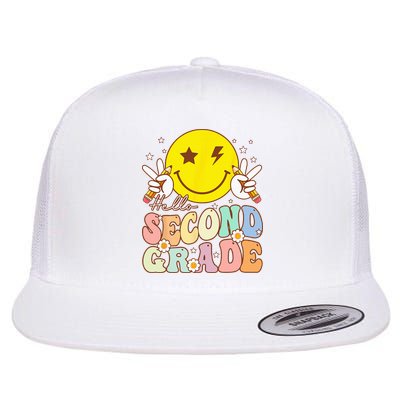 Hello Second Grade Funny Smile Face 2nd Grade Back To School Flatbill Hat