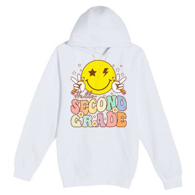 Hello Second Grade Funny Smile Face 2nd Grade Back To School Premium Pullover Hoodie