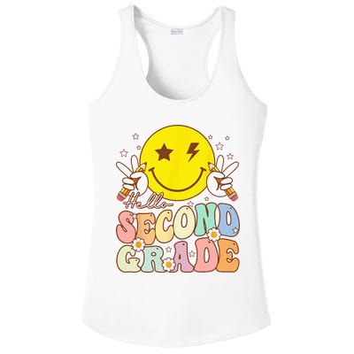 Hello Second Grade Funny Smile Face 2nd Grade Back To School Ladies PosiCharge Competitor Racerback Tank