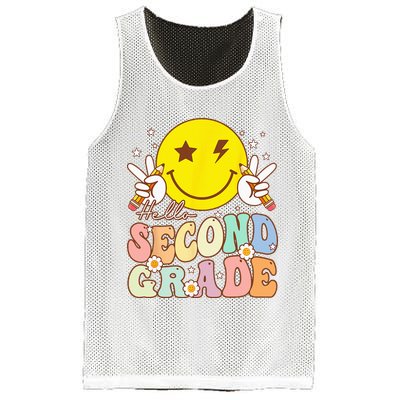 Hello Second Grade Funny Smile Face 2nd Grade Back To School Mesh Reversible Basketball Jersey Tank