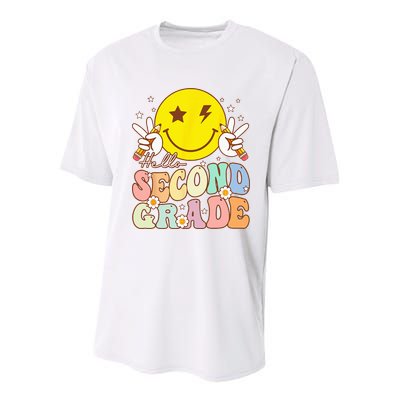 Hello Second Grade Funny Smile Face 2nd Grade Back To School Youth Performance Sprint T-Shirt