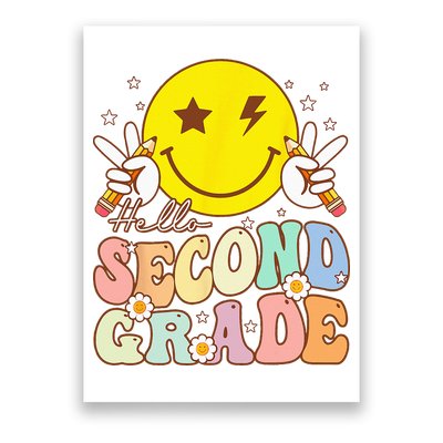 Hello Second Grade Funny Smile Face 2nd Grade Back To School Poster