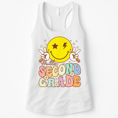 Hello Second Grade Funny Smile Face 2nd Grade Back To School Womens Tank Top