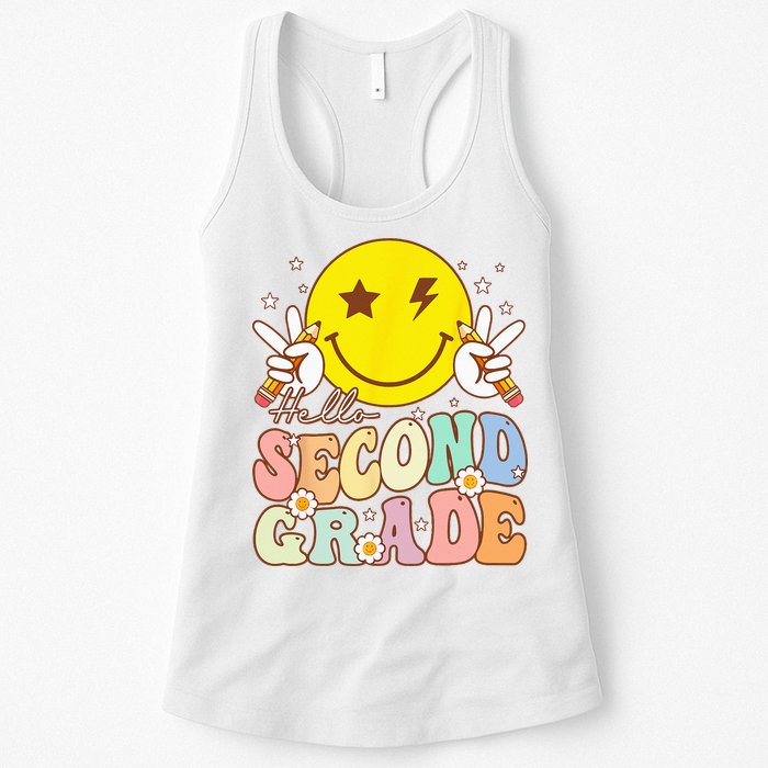 Hello Second Grade Funny Smile Face 2nd Grade Back To School Womens Tank Top