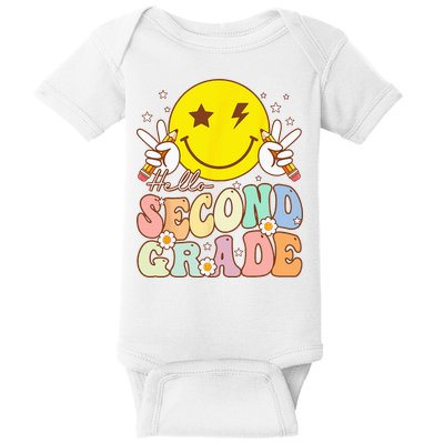 Hello Second Grade Funny Smile Face 2nd Grade Back To School Baby Bodysuit