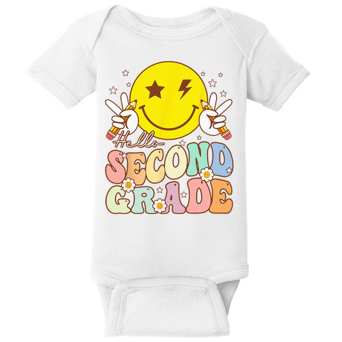 Hello Second Grade Funny Smile Face 2nd Grade Back To School Baby Bodysuit