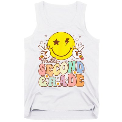 Hello Second Grade Funny Smile Face 2nd Grade Back To School Tank Top