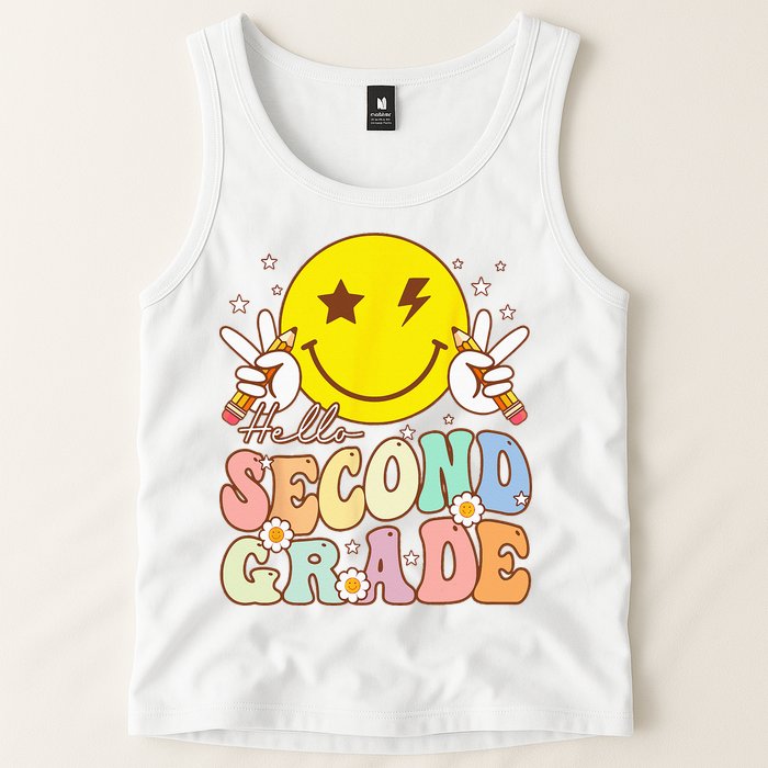 Hello Second Grade Funny Smile Face 2nd Grade Back To School Tank Top