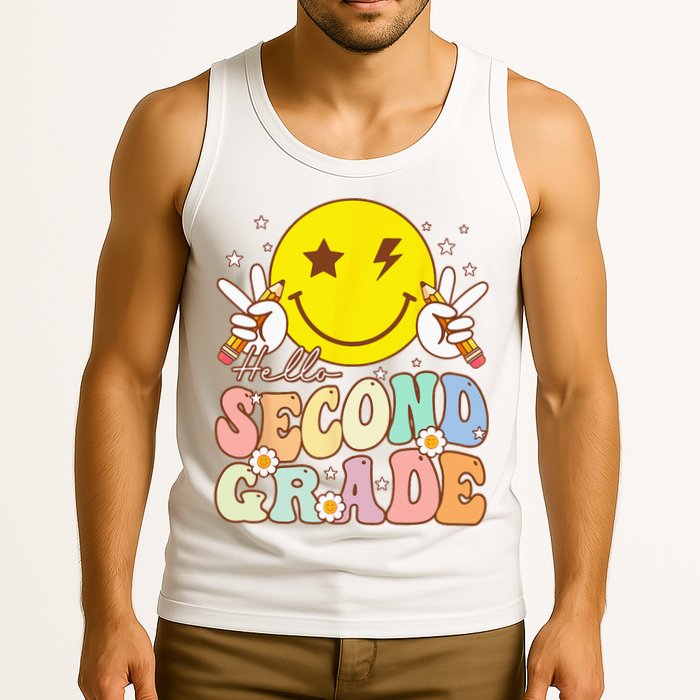 Hello Second Grade Funny Smile Face 2nd Grade Back To School Tank Top