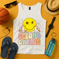 Hello Second Grade Funny Smile Face 2nd Grade Back To School Tank Top
