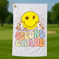 Hello Second Grade Funny Smile Face 2nd Grade Back To School Golf Towel