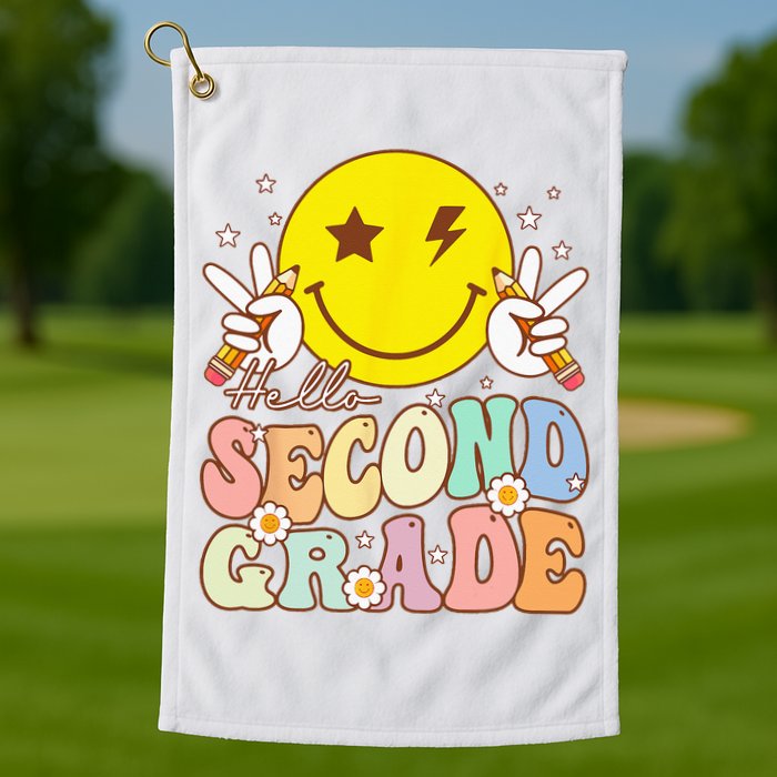Hello Second Grade Funny Smile Face 2nd Grade Back To School Golf Towel