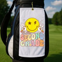 Hello Second Grade Funny Smile Face 2nd Grade Back To School Golf Towel