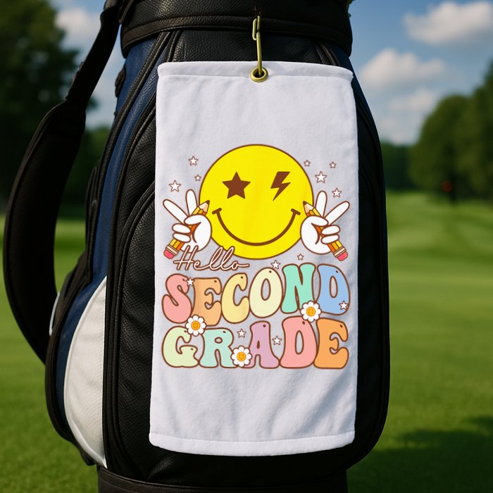 Hello Second Grade Funny Smile Face 2nd Grade Back To School Golf Towel
