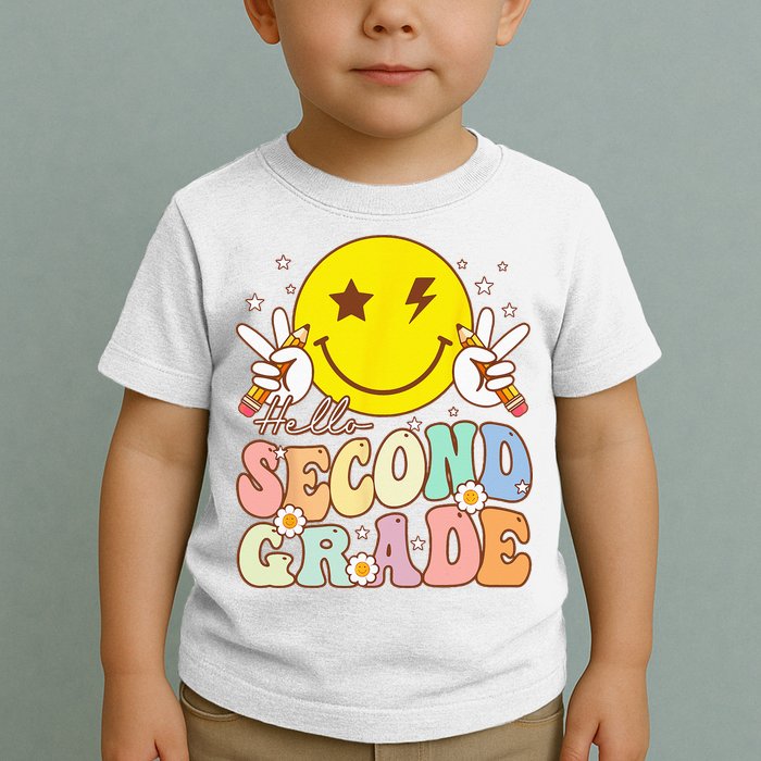 Hello Second Grade Funny Smile Face 2nd Grade Back To School Toddler T-Shirt