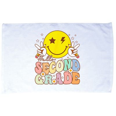 Hello Second Grade Funny Smile Face 2nd Grade Back To School Microfiber Hand Towel