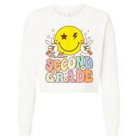 Hello Second Grade Funny Smile Face 2nd Grade Back To School Cropped Pullover Crew