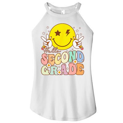 Hello Second Grade Funny Smile Face 2nd Grade Back To School Women's Perfect Tri Rocker Tank