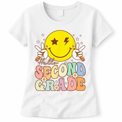 Hello Second Grade Funny Smile Face 2nd Grade Back To School Womens T-Shirt