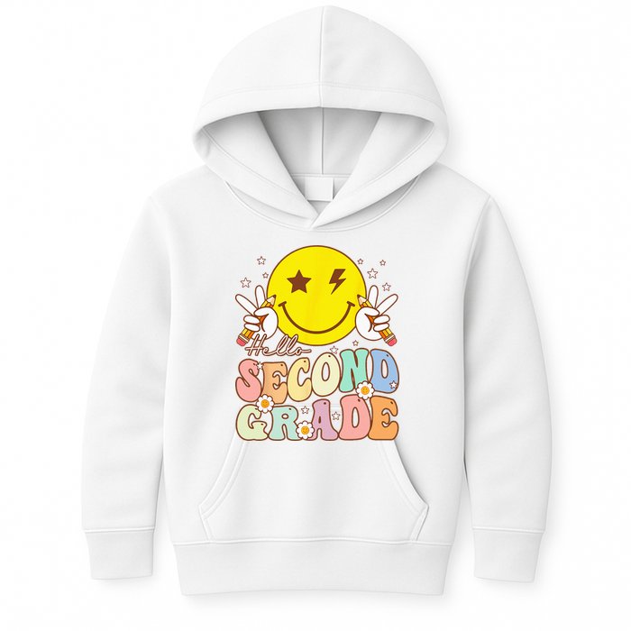 Hello Second Grade Funny Smile Face 2nd Grade Back To School Kids Hoodie