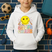 Hello Second Grade Funny Smile Face 2nd Grade Back To School Kids Hoodie