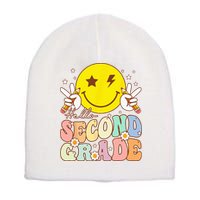 Hello Second Grade Funny Smile Face 2nd Grade Back To School Short Acrylic Beanie